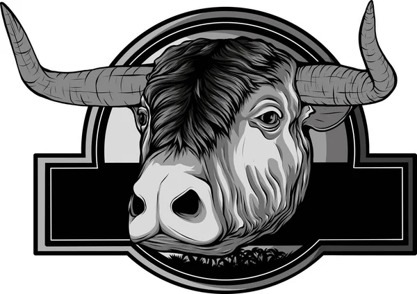 Vector Illustration Head Bull Isolated White Background — Stock Vector