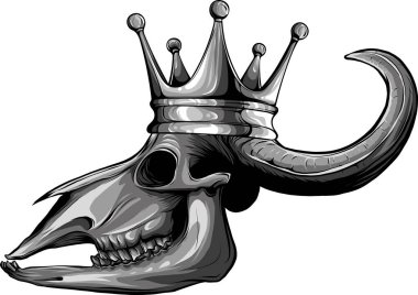 Taç giyen bir boğa kafatası tasviri