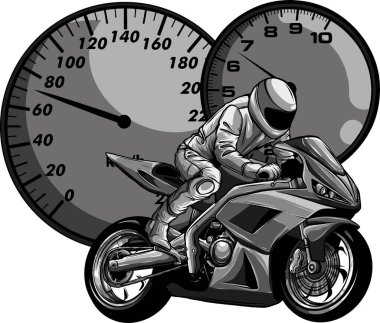Motosiklet sürücüsü, soyut vektör silueti. Yol motosikleti yarışı