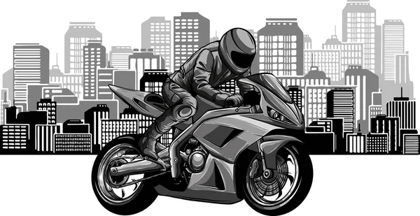 Ilustración Motocicleta Fondo Ciudad — Archivo Imágenes Vectoriales