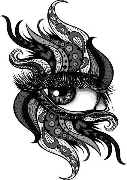 Ilustrasi Mata Wanita Dengan Ornamen Mandala - Stok Vektor