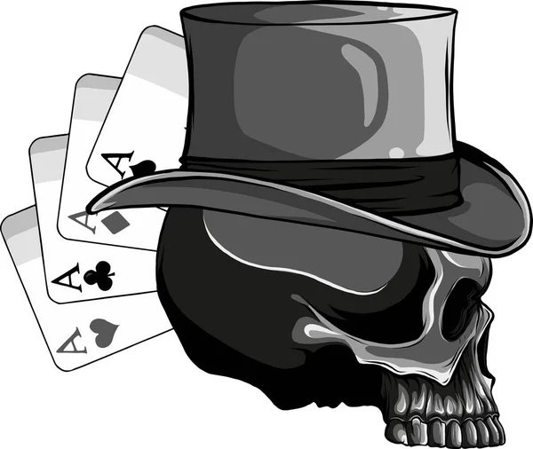 Poker Face Skull Cztery Asy Wektor — Wektor stockowy