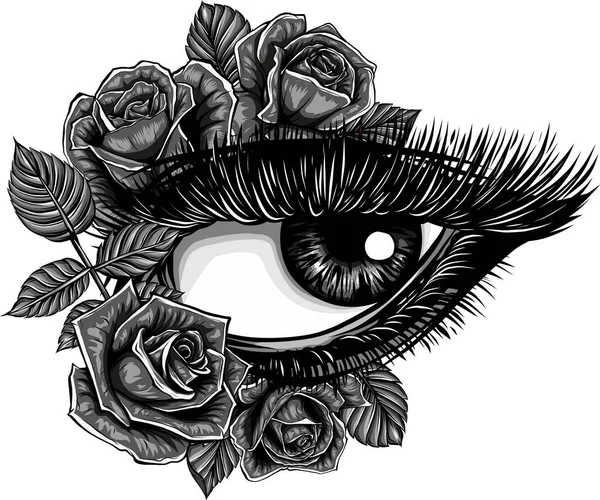 Eye Rose Flower Vector Illustration — Stock Vector