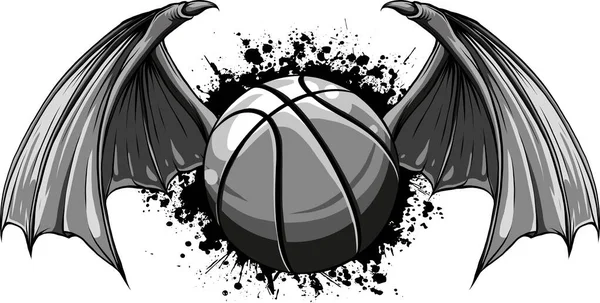 Ілюстрація Баскетбольного Яча Крилами Кажана — стоковий вектор