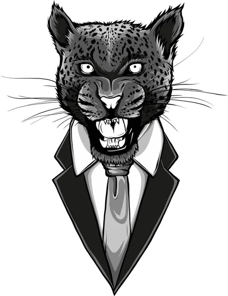 Ilustrace Leoparda Obchodním Obleku — Stockový vektor