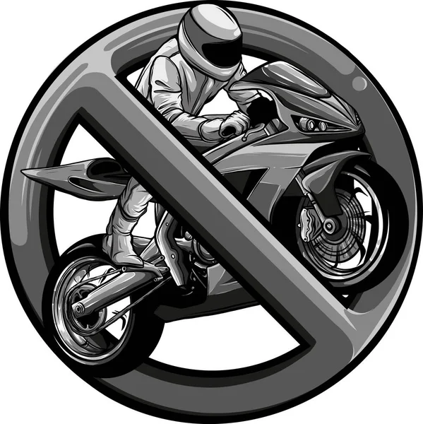 Vector Ilustración Del Signo Prohibición Motocicleta — Vector de stock