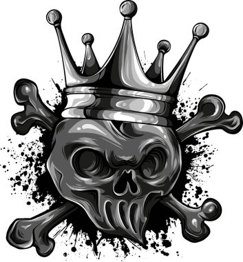 İllüstrasyon kralı kalp şeklinde insan kafatası