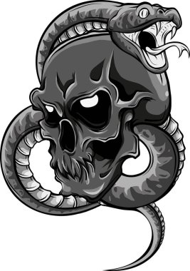 İnsan kafatasına sahip bir yılanın çizimi