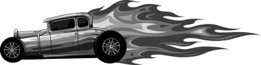 Alevli hot rod araba çizimi