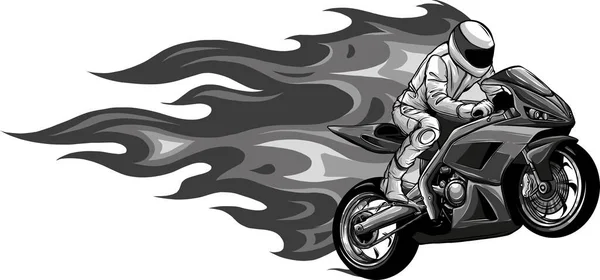 Illustration Vectorielle Variante Fiery Sports Motorbike Racer — Image vectorielle