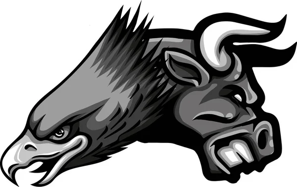 Illustration Bull Eagle Head — Stock Vector