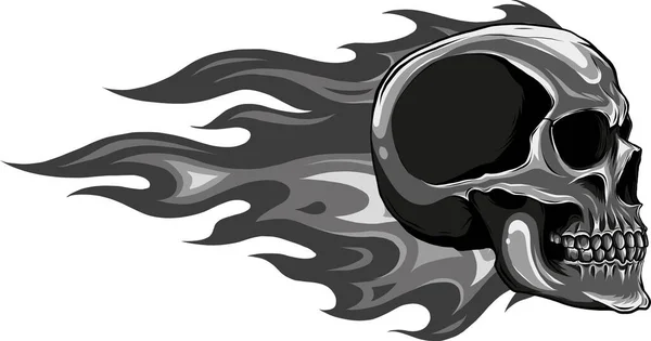 炎と火の上の頭蓋骨ベクトルイラスト — ストックベクタ