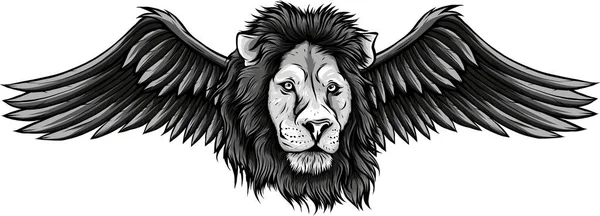 Απεικόνιση Της Κεφαλής Ενός Λιονταριού Φτερά — Διανυσματικό Αρχείο