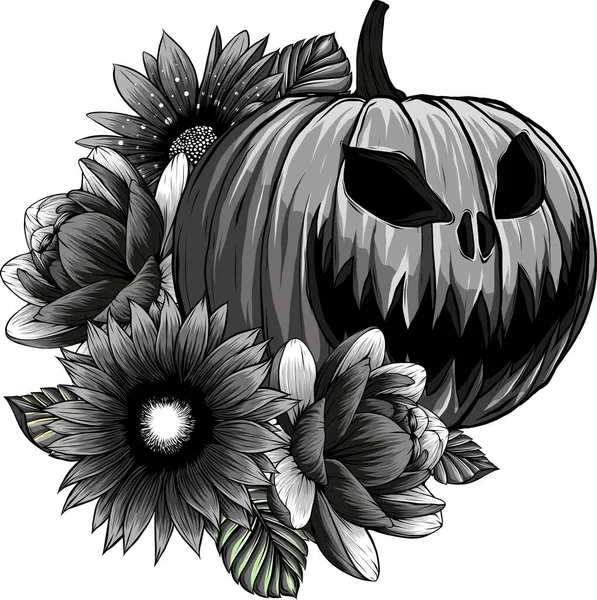 秋のベクトルイラストカボチャの花 — ストックベクタ
