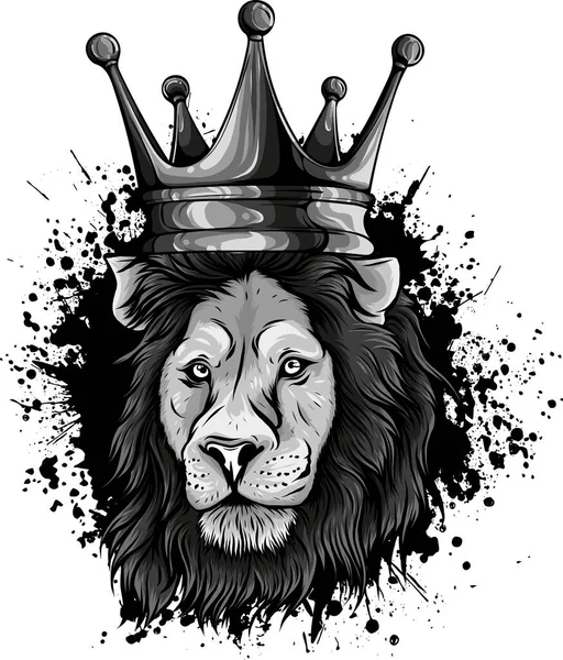 Ilustração Leão Com Coroa Sobre Fundo Branco — Vetor de Stock
