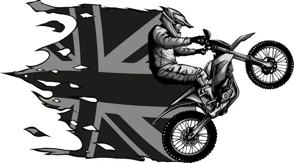 Motocross Ryttare Hoppa Ridning Motocross Cykel Vektor — Stock vektor