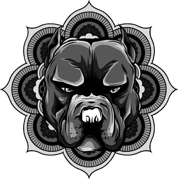 Dekoratif Süslemeler Karalama Elementleriyle Köpek Kafası Çizimi — Stok Vektör