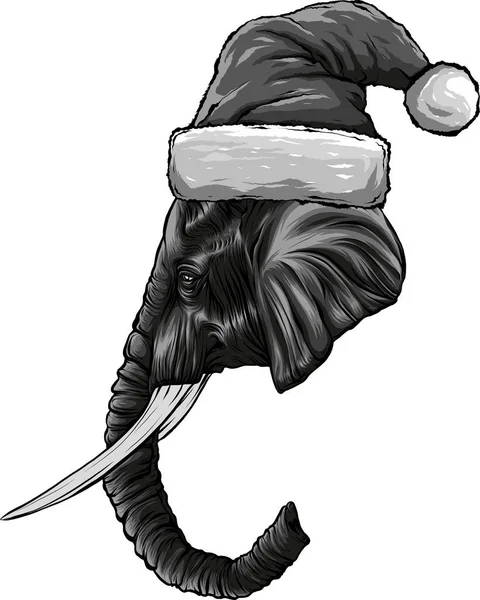 Ilustracja Słonia Czapce Świętego Mikołaja — Wektor stockowy
