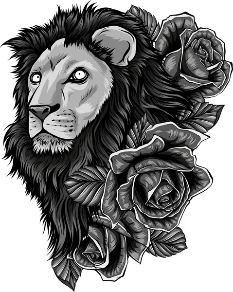 狮子头像花朵装饰矢量中的狮子头像 — 图库矢量图片