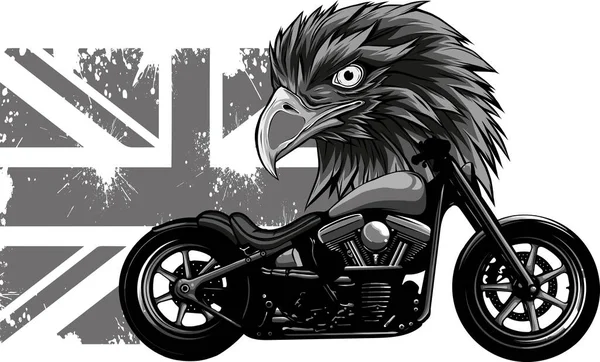 Ilustración Motocicleta Bandera Británica Con Cabeza Águila — Archivo Imágenes Vectoriales