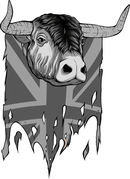 Ilustração Reino Unido Bandeira Com Cabeça Vaca — Vetor de Stock