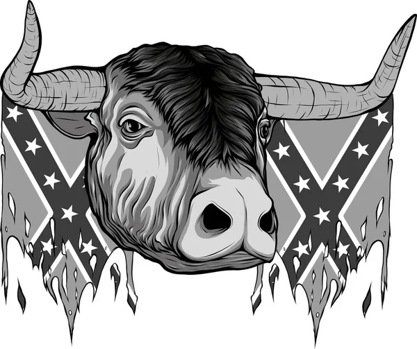 Illustration Confederate Flag Buffalo Head — Stock Vector