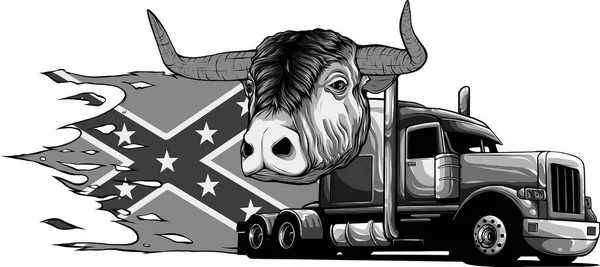 Caminhão Americano Com Design Ilustração Vetorial Touro — Vetor de Stock