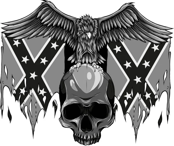 Ilustracja Orła Czaszce Flagą Konfederatów — Wektor stockowy
