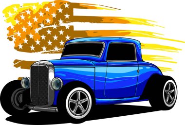 Hot rod araba vektör çiziminin çizimi