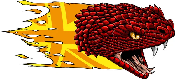 Icónica Cabeza Serpiente Ilustración Dibujada Mano — Vector de stock