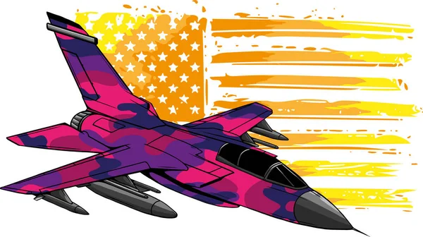 Vector Dibujos Animados Avión Militar Combate Reacción — Vector de stock