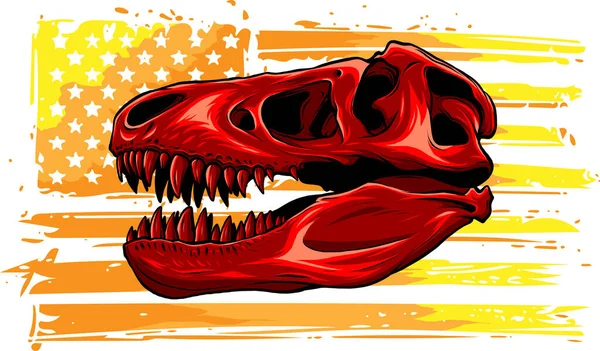 Skalle Dinosaurie Tyrannosaurus Rex Vektor Illustration — Stock vektor