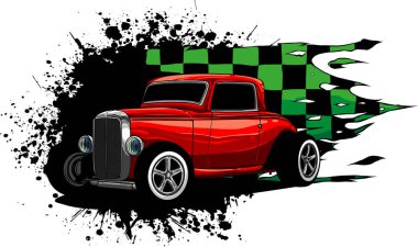 Hot rod araba vektör çiziminin çizimi