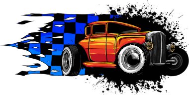 Hot rod araba vektör çiziminin çizimi