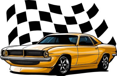 Kaslı araba vektör çiziminin el çizimi