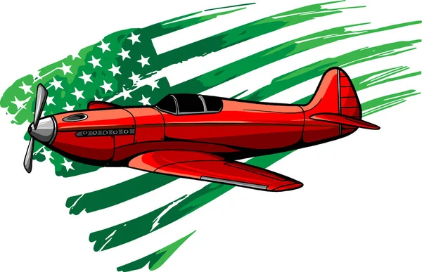 Ilustração Vetorial Velho Avião Combate — Vetor de Stock