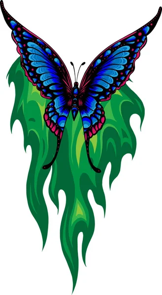Vlinder Met Kleurrijke Vleugels Vectorillustratie — Stockvector