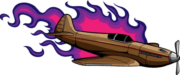 Vector Illustration Old Fighter Plane — Stock Vector