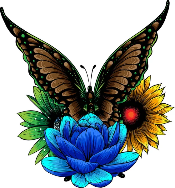 Papillon Aux Ailes Colorées Illustration Vectorielle — Image vectorielle
