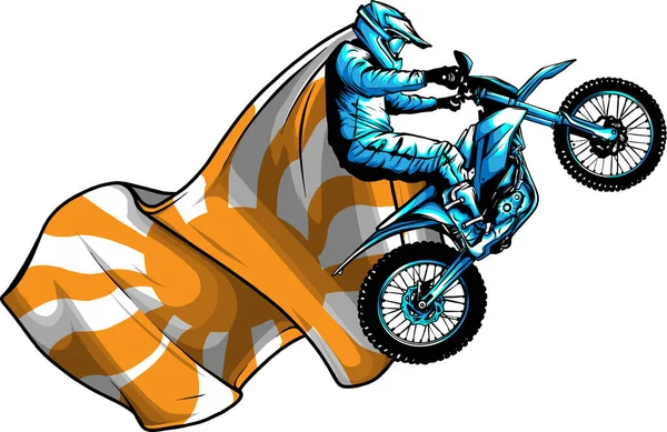 Motorcross Rider Motorcross Fietsen — Stockvector