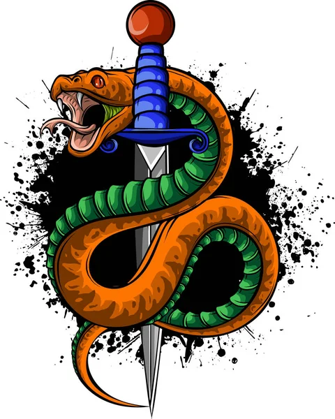 Ilustración Vectorial Dibujado Mano Serpiente — Vector de stock