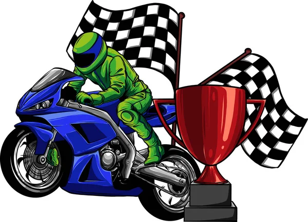 Sportbike Racer Διάνυσμα Ιππασίας Γρήγορα — Διανυσματικό Αρχείο