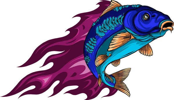 Renkli Sazan Balığı Vektörü Illüstrasyonu — Stok Vektör