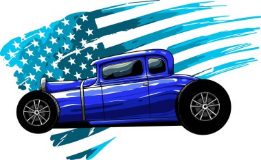 Hot rod araba vektör çiziminin çizimi