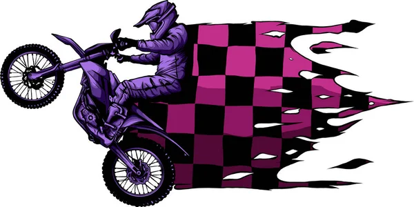 Motocross Αναβάτη Βόλτα Ποδήλατο Μοτοκρός — Διανυσματικό Αρχείο