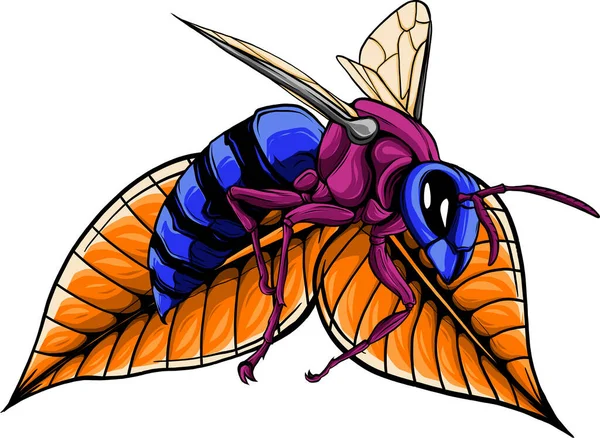 Tekening Van Gekleurde Bijenvector Illustratie — Stockvector