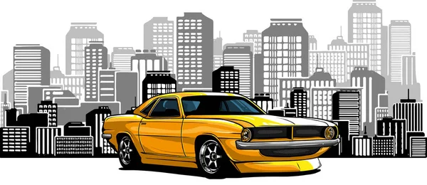 Hand Draw Muscle Car Vector Illustration — Stock Vector