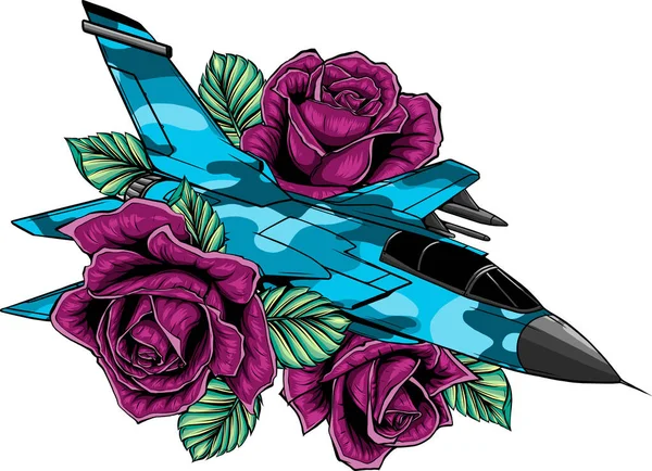 Avião Caça Militar Dos Desenhos Animados Vetor — Vetor de Stock