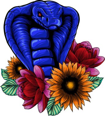 hayvan kobra başı renkli vektör illüstrasyonu