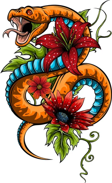 Illustrazione Vettoriale Disegnata Mano Del Serpente — Vettoriale Stock